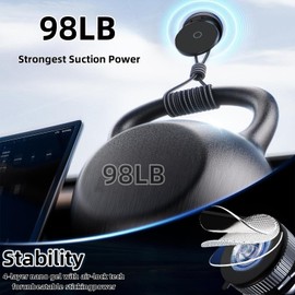 Lomxsy 2026 Upgraded Vacuum Nano Adhesive Magnetic Phone Holder Stand for MagSafe Cell Phone Holders 360°120LBS Strongest Suction & 2800gf Strongest Magnetic,for Your Car/Gym/Mirror (Black)