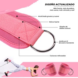 MYAIOL Grilletes para Tobillo Gym Mujer, Correas de Tobillo Gym Ajustable con Doble D Argolla, Ideal para Ejercicios de Piernas, Glúteos, Abdominales, Abductor y Aductor (1 Par) (Rosa)