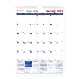 Brownline® 2025 Monthly Wall Calendar, 12 Months, January to December, Twin-Wire Binding, 8" x 11" (C171101-25)