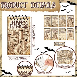 Qilery 72 Pcs Magical Wizard Notepads Set Spiral Notebooks and Witch Broom Pencils Castle Mini Notepads Small Pocket Journal Goodie Bag Stuffer for Wizard Party Favors School Classroom Supplies