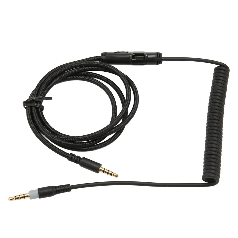 Coiled Headphone Cable Replacement Headset Sound Cord with Volume Key