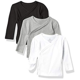 HonestBaby 3-Pack Organic Cotton Long Sleeve Side-Snap Kimono Tops, Gray Ombre, Preemie