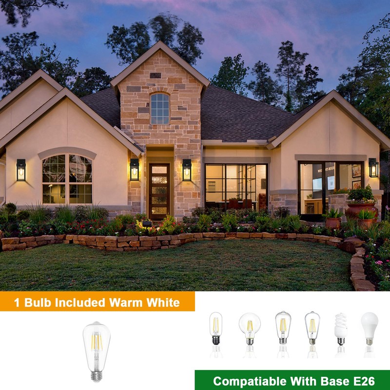 2 Pack Outdoor Solar Wall Light Fixtures With Dusk To