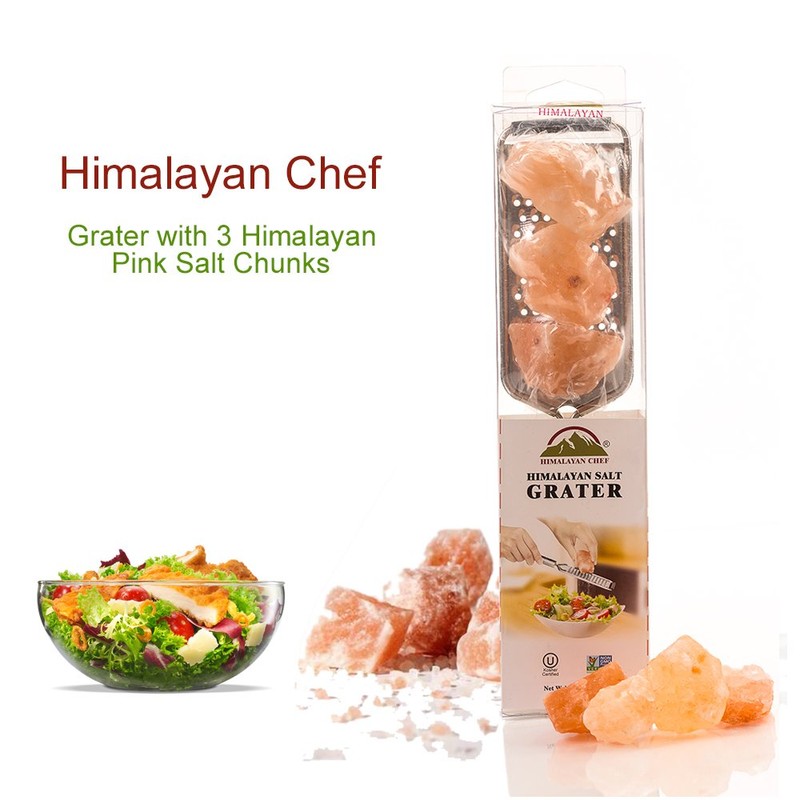 Himalayan Chef Grater with 3 Pink Salt Chunks, 6 Oz,