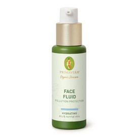 PRIMAVERA Face Fluid - Pollution Protection 30 ml - Natural Cosmetics - Light Facial Fluid for Normal to Dry Skin - Moisturises the Skin and Protects against Environmental Influences - Vegan