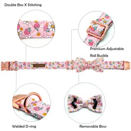Lionheart glory Dog Collar Bow Collar Pink Dog Collar with Bow Tie Spring Summer Cute Collar Dog Female Soft Durable Adjustable Dog Collars for Small Dogs Pet Gift