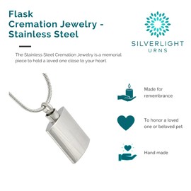 Silverlight Urns Flask Cremation Jewelry Pendant, Stainless Steel Jewelry, Cremation Jewelry for Ashes