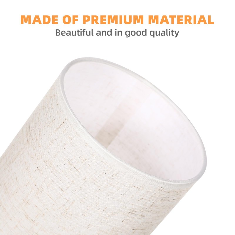 VANZACK Tall Drum Lamp Shade: Cylinder Linen Lamp Cover -