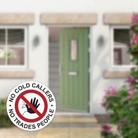 Set of 2 No cold callers stickers, no sales people Safety Door Signs, 95mm Waterproof Indoor/Outdoor Stickers