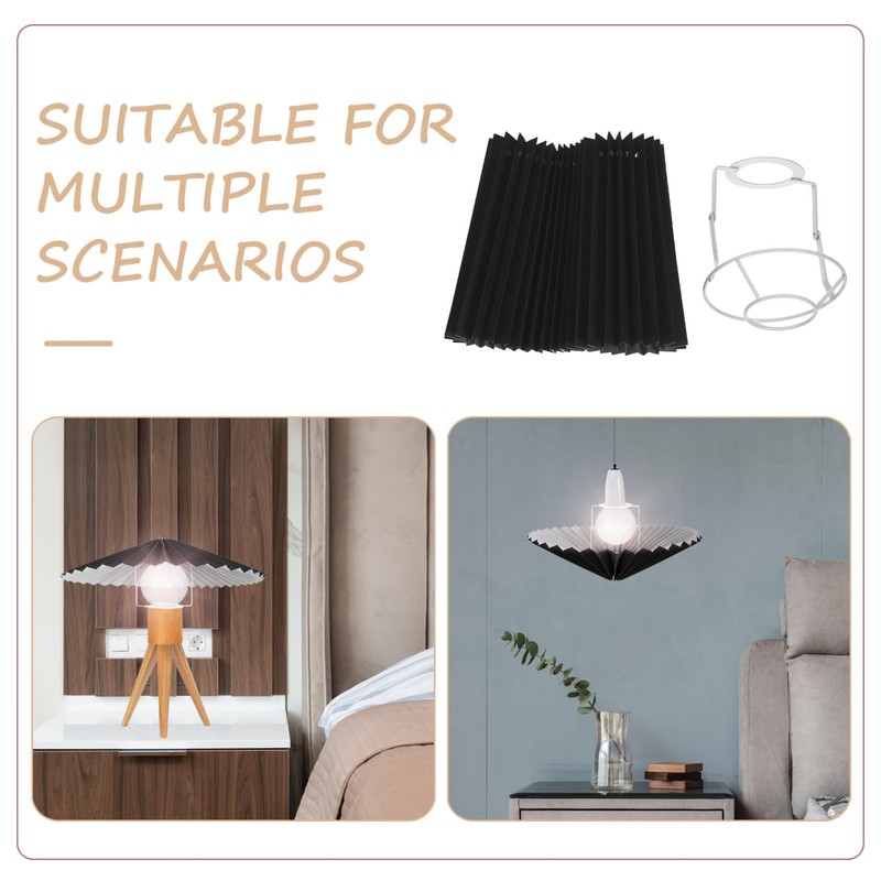 Hemobllo Table Lamp Shade - Pleated Umbrella Shape Fabric Lamp