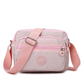 Vllcsla Crossbody Bags for Women Medium Size with 3 Zip Compartments Women's Cross-Body Bags Shoulder Bags, Women Cross Body Work Bag with Adjustable Strap for Daily Usage (Pink)