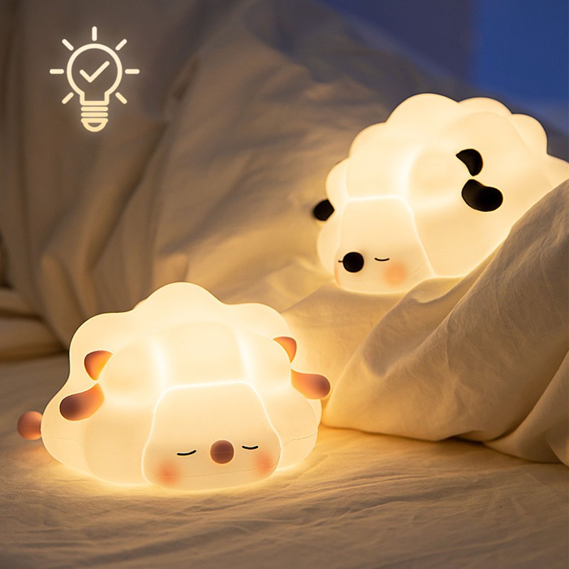 Night Lamp Cute Cartoon Sheep Modeling Three Speed Lighting Eye