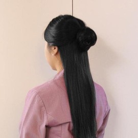 Updo bun wig hair tie black / 올림머리 똥머리 가발 머리끈 블랙