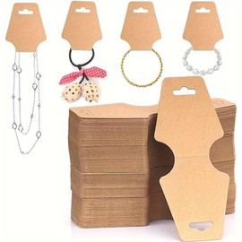 100pcs Kraft Jewellery Display Cards – Eco-Friendly Hanging Necklace, Bracelet Holder