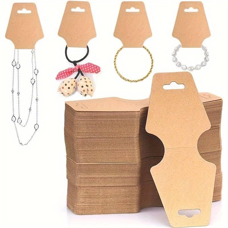 100pcs Kraft Jewellery Display Cards – Eco-Friendly Hanging Necklace, Bracelet