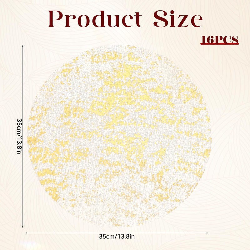 Disposable Gold Placemats Set of 16 Metallic 13 Inch Gold