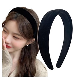 Herbeluemily Women's Headband Hair Band, Hair Accessories, Formal Velour, Wide, Korea, Black