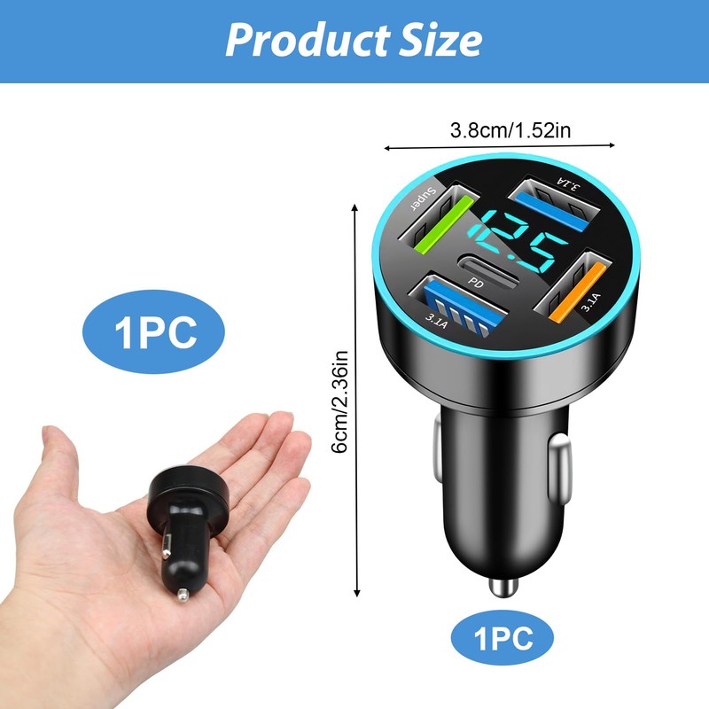 4 Ports Car Charger, USB, USB Socket for Car, with