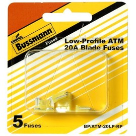 Bussmann BP/ATM-20LP-RP Yellow ATM Low-Profile 20 Amp Fast-Acting Automotive Mini Blade Fuses - 5 per Card