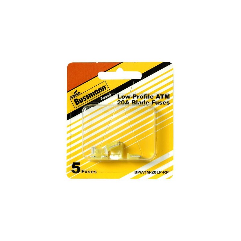 Bussmann BP/ATM-20LP-RP Yellow ATM Low-Profile 20 Amp Fast-Acting Automotive Mini