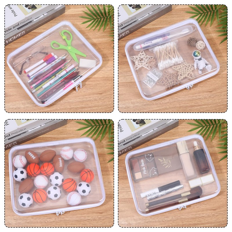 2 Pcs Clear Hard Shell Zipper Case, Portable Clear Zipper