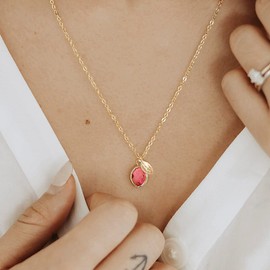 Me&Hz 14K Gold Filled October Birthstone Necklace Initial C Small Pink Crystal Pendant Necklace for Women Mom Daughter Grandma Dainty Gold Necklace Pink Birthstone Jewelry Gift
