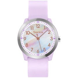 SOCICO Kids Watch Analogue, 5ATM/50M Waterproof Wrist Watch Children Girls Boys Teenagers Easy Read Kids Quartz Minimalist Watches for 8-18 Years (PurpleRainbow)