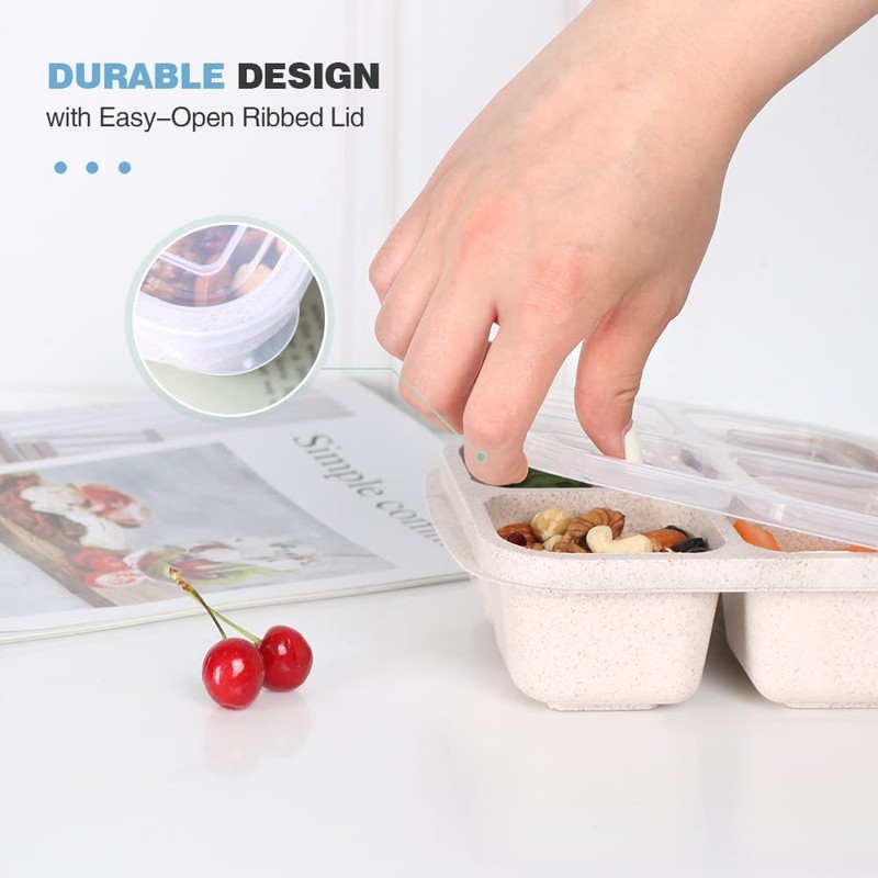 PUiKUS PUiKUS 4 Pack Snack Containers, 4 Compartments Bento Snack
