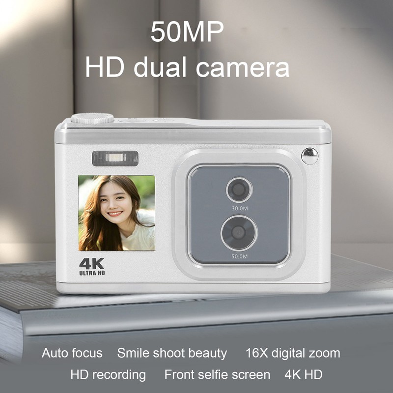 Digital Camera 4K HD Dual Cam Dual IPS Screen 16X