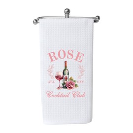 WCGXKO Cocktail Gift Cocktail Club Gift Rose Wine Club Gift Rose All Day Cocktail Club Kitchen Towel Dish Towel Housewarming Gift (Rose Towel)
