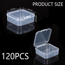 Hlimior 120 Pcs Small Plastic Storage Boxes, Drawer Organiser with Lid, Clear Stackable Container for Bathroom Kitchen Cupboard Fridge Desk Bead Makeup Vanity Pencil Craft, Waterproof Shelf Basket