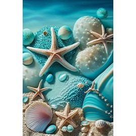 DIY Diamond Painting Kits Blue Starfish - Romantic Ocean Full Circle Gemstone Crystal Diamond Art Crafts for Adults, Best Choice for Wall Decor & Bedroom Decor As Gifts (8 X 12 Inch)