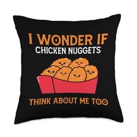 Funny Chicken Nuggets Gift Fast Food Lover Chicken Apparel Nuggets Lover Throw Pillow, 18x18, Multicolor