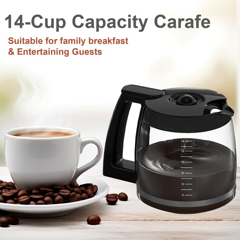 14-Cup Glass Carafe Replacement for Cuisinart Coffee Maker Models DCC-2200RC