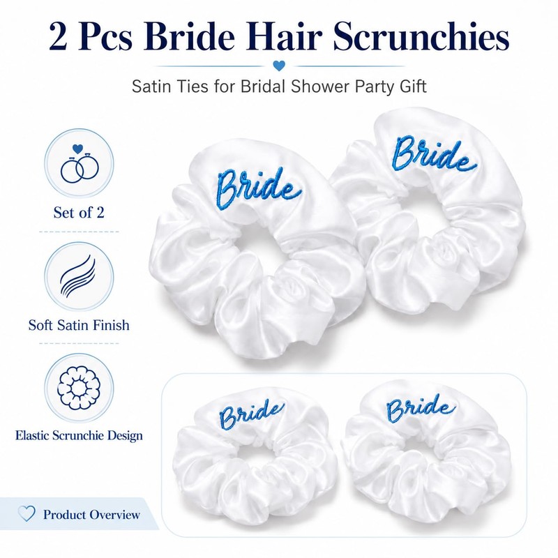 2 Pcs Bride Hair Solid Scrunchies for Women Accessories to