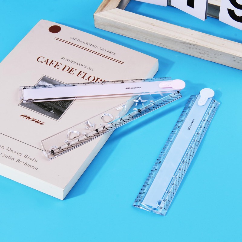2 Packs Foldable Ruler 30cm Folding Ruler Plastic Transparent Folding