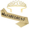 Casoty Gold 80th Birthday Sash and Tiara for Women, 80th