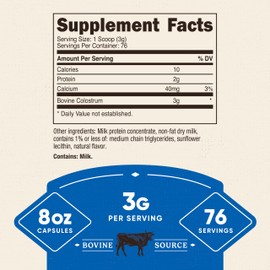 Nutricost Colostrum Powder 8 oz, Lactoferrin and Minimum 30% Immunoglobulins (IgG), from Bovine Colostrum, 3g Per Serving, 76 Servings