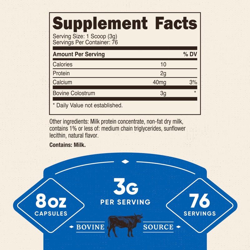 Nutricost Colostrum Powder 8 oz, Lactoferrin and Minimum 30% Immunoglobulins