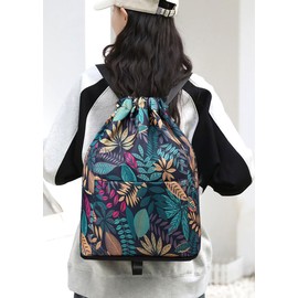 FAVORTALK String Bag Large Capacity Pe Bags Drawstring with Zippered Pocket Lightweight String Backpack for Soccer Basketball Sports School Water-Resistant Nylon String Backpack for Women Men,D39908