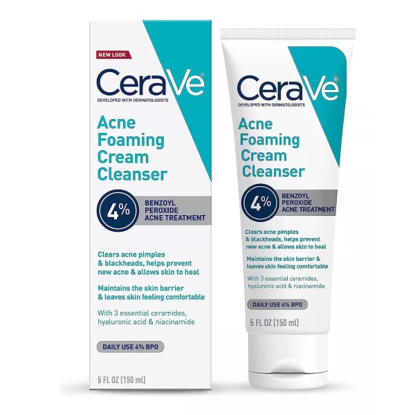 CeraVe Crema Acné Foaming Cream Cleanser CeraVe día/noche para piel acneica de 150mL