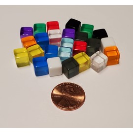 quEmpire Gaming 25x Very Small 8mm Counting Markers Multicolor Cubes Blank Dice for Tabletop Gaming and Education