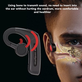 EBTOOLS Audífonos Bluetooth 5.0, Auriculares de Conducción ósea, Gancho para la Oreja Auriculares inalámbricos, Universal para Ambos Oídos, para Juegos, Escuchar Música, Llamar, Ver El Vídeo (Negro)