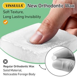 VINSULLA Cera transparente para ortodoncia - 120 unidades de puntos de cera dental de larga duración con fuerte adhesión, envueltos individualmente para un cuidado bucal portátil, sin sabor (paquete d