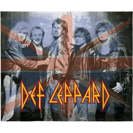INTIMO Def Leppard Blanket Faded Union Jack Band Members Rock Music Fleece Throw Blanket 48" x 60" (122cm x152cm)