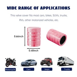 povtii 4 PCS Car Tire Valve Stem Caps, Aluminum Anti Corrosion Tire Air Caps with with Plastic Seal, Universal Leakproof Tyre Stem Cover, Car Accessories for Truck Bike Motorcycle (Pink)