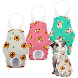 FuzzFables 3er-Pack waschbare Hundewindeln für Hündinnen, mit verstellbaren Trägern, Wiederverwendbare Hundehöschen für die Läufigkeit, Feste Einteiler für aktive Hunde, saugfähig auslaufsicher M