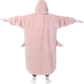 Garselay Manta con Capucha para Adultos, Manta de Tiburón Franela Suave y Acogedora, Manta Capucha para Hombre y Mujer, Bonito regalo, Saco Dormir Cálido y Portátil, Para Sofá, Cama y Camping (Rosa)