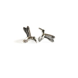 Sterling Silver Hummingbirds Stud Earrings With Screw Ball For Regular Piercing Nickel Free Lead Free Handcrafted In US Ship Next Day