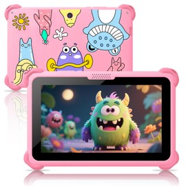 Kids Tablet 7IN Tablets for Kid 3-7, Toddler Tablets for Children with Educational Game, WIFI, Parental Control, Learning App, Shockproof Android Tablet for Toddlers Gift for Child from 3 to 12 (Pink)